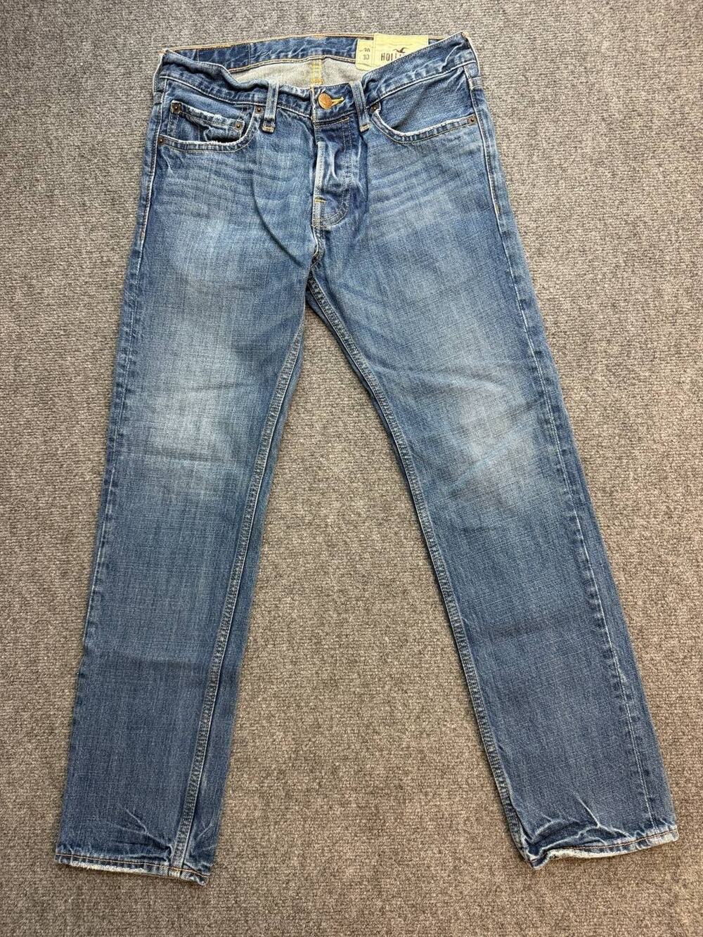 Hollister Men's Slim Straight Jeans 30x30 Medium Wash Stretch Blue Denim